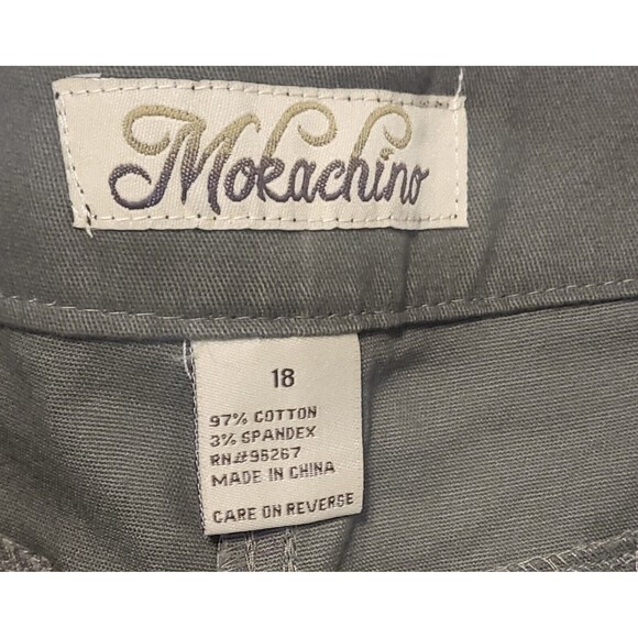 NWT‎ WOMEN'S MOKACHINO CHINO PANTS-SIZE: 18 OLIVE GREEN BELTED ZIPPER ANKLE - Picture 2 of 11